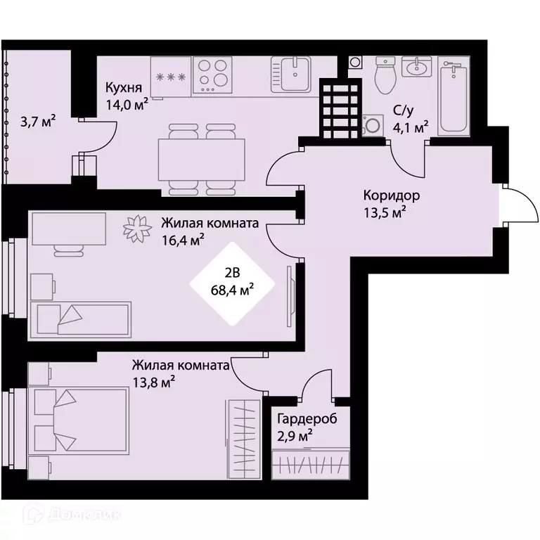 Продаётся 2-к квартира, 66.5 м - Фото 0