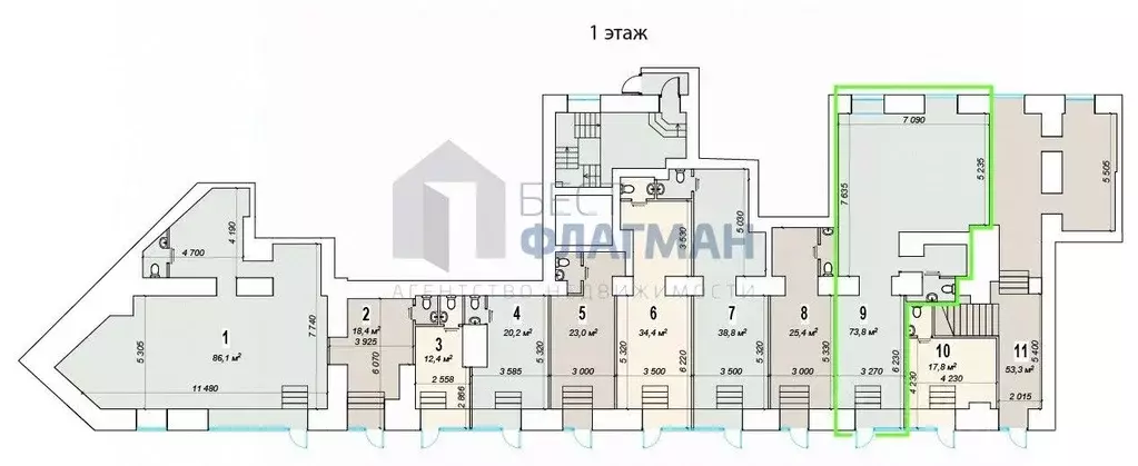 Помещение свободного назначения в Москва Ленинский просп., 70/11 (74 ... - Фото 2