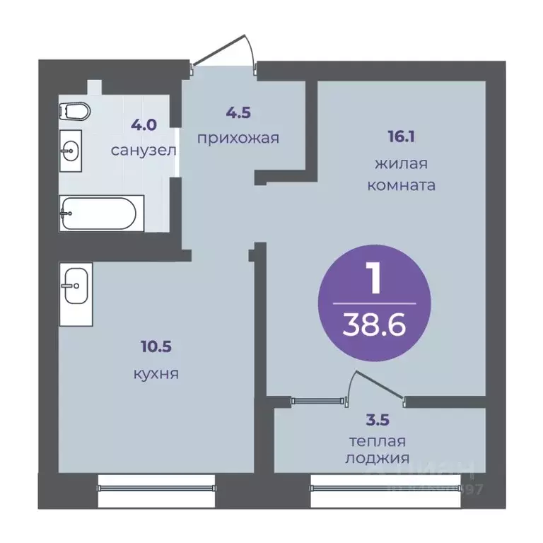 1-к кв. Красноярский край, Красноярск ул. Кутузова (35.1 м) - Фото 1