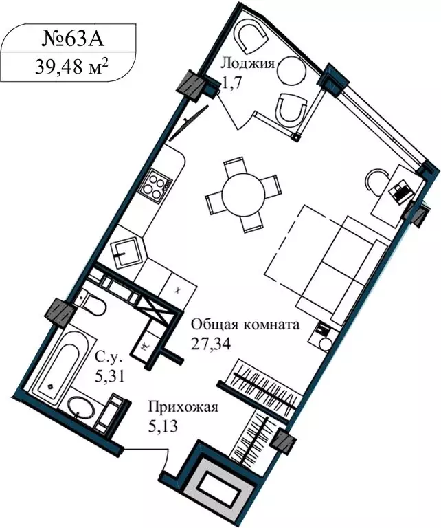Квартира-студия: Севастополь, улица Лётчиков, 10к4 (41.2 м) - Фото 1