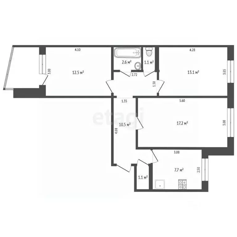 3-к кв. Орловская область, Орел ул. Маринченко, 15 (65.8 м) - Фото 2