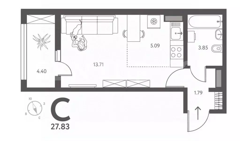2-к кв. Липецкая область, Липецк ул. Перова, 2Г (36.76 м) - Фото 1