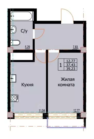 1-к кв. Ставропольский край, Ессентуки  (39.23 м) - Фото 0
