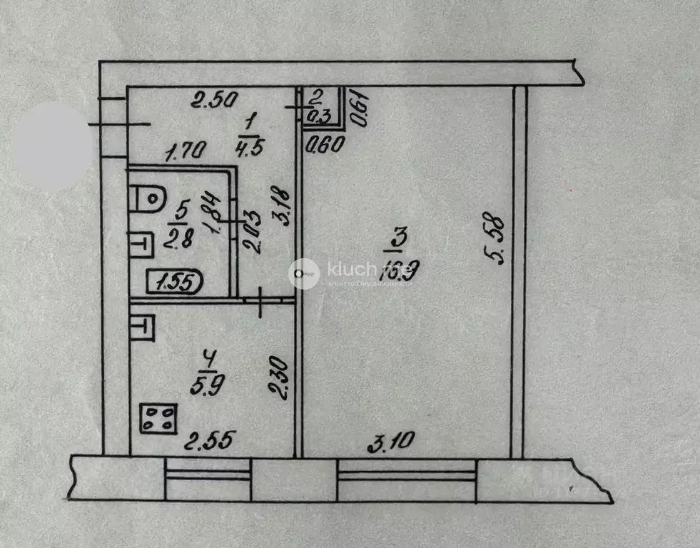 1-к кв. Татарстан, Казань пос. Дербышки, ул. Энтузиастов, 2 (30.4 м) - Фото 2