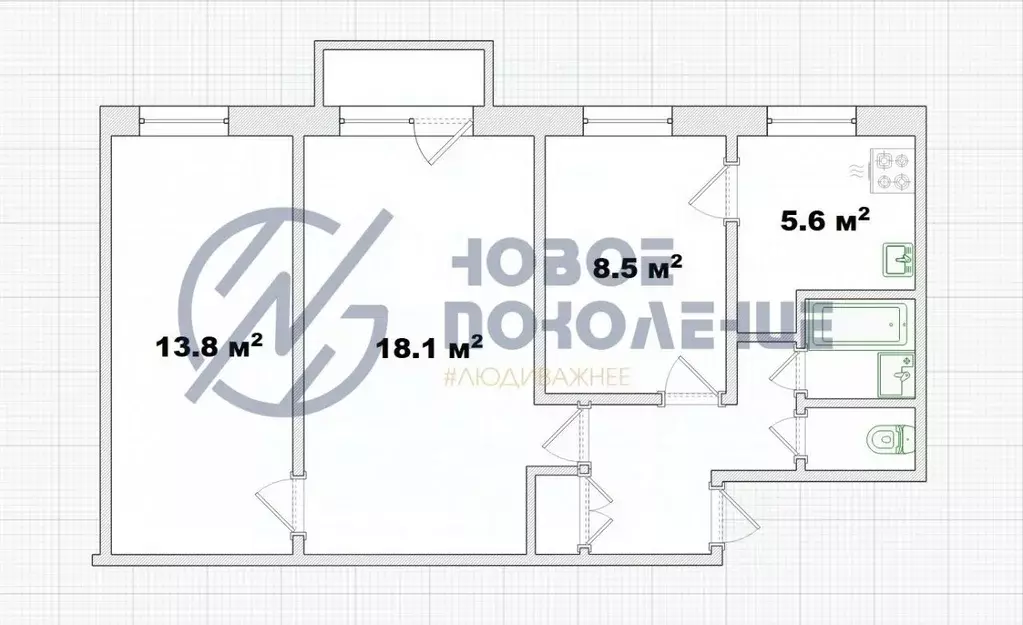 3-к кв. Омская область, Омск Заозерный мкр, ул. Коммунальная, 15 (55.4 ... - Фото 2
