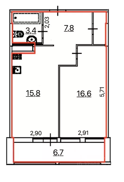 1-к кв. Санкт-Петербург ул. Вадима Шефнера, 12к1 (43.6 м) - Фото 2