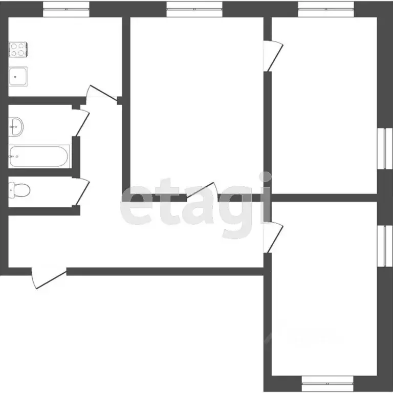 3-к кв. Томская область, Томск Сибирская ул., 107 (67.2 м) - Фото 1