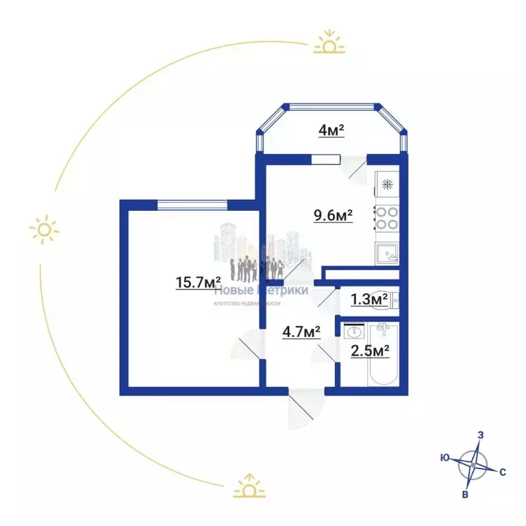 1-к кв. Санкт-Петербург Новоколомяжский просп., 12К1 (34.0 м) - Фото 2