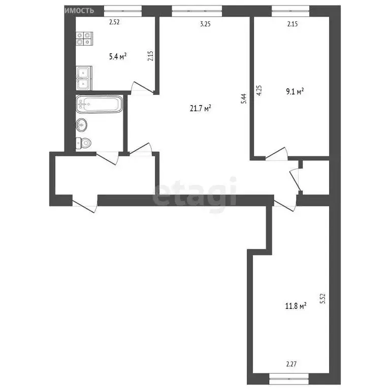3-комнатная квартира: Омск, проспект Мира, 10Б (56.2 м) - Фото 0
