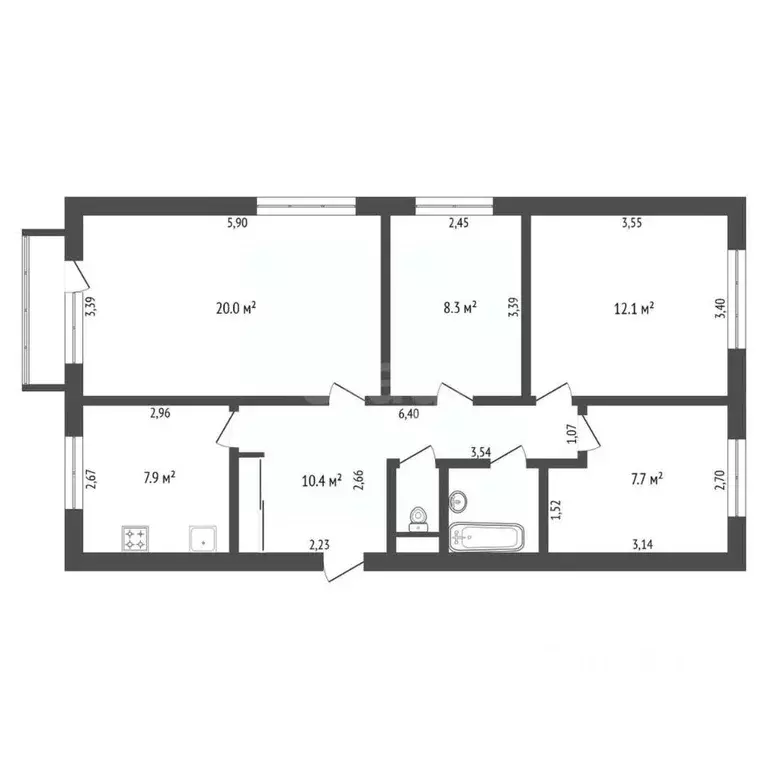 4-к кв. Амурская область, Благовещенск Институтская ул., 13/5 (71.0 м) - Фото 2