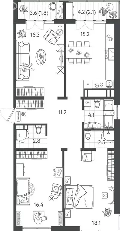 3-комнатная квартира: краснодар, колхозная улица, 5к4 (90.5 м) - Фото 0