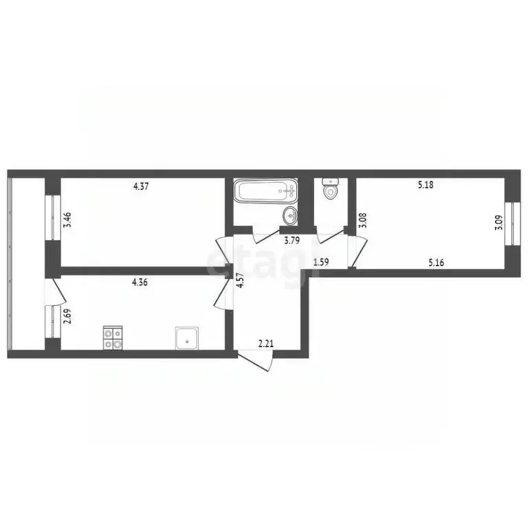 2-к кв. Тамбовская область, Тамбов Ореховая ул., 6 (65.1 м) - Фото 2