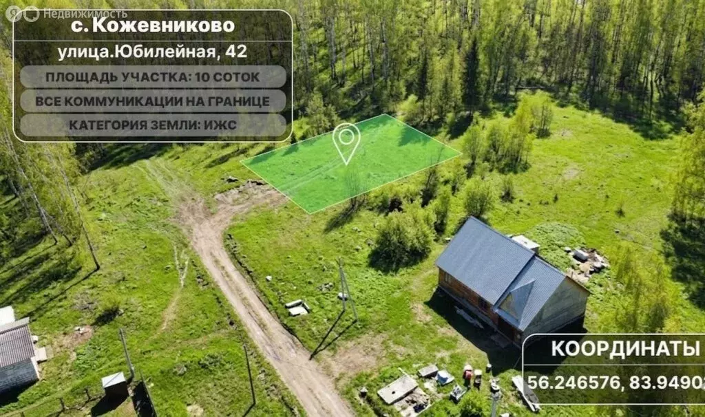 Участок в село Кожевниково, Юбилейная улица (10 м) - Фото 1
