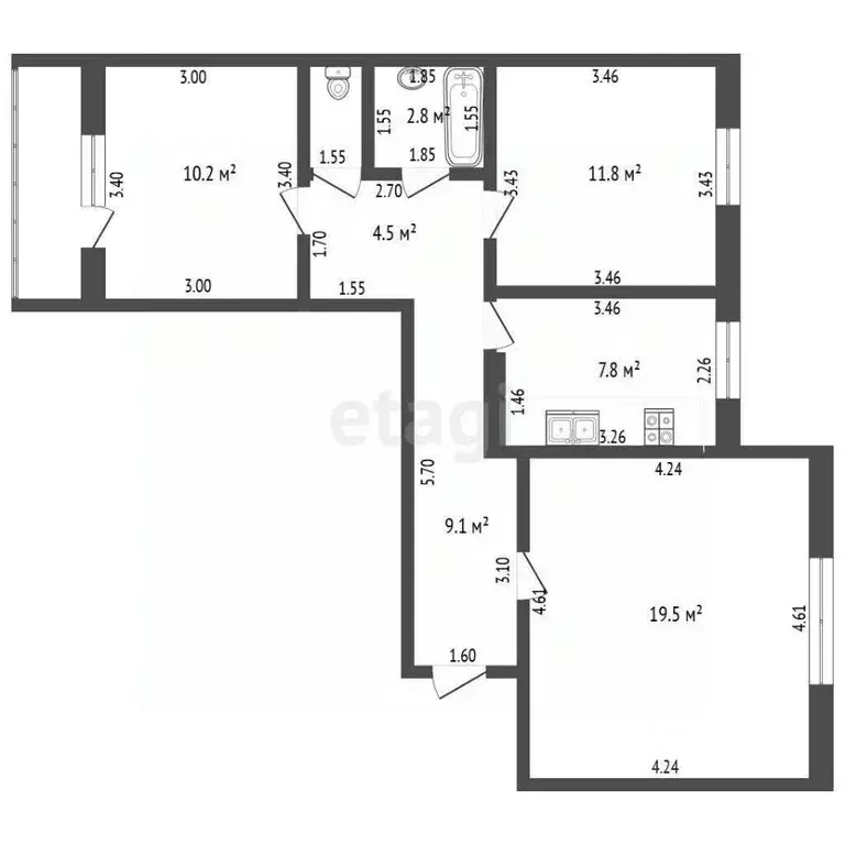 3-к кв. Крым, Щелкино Ленинский район, 2-й мкр, 57 (65.3 м) - Фото 2