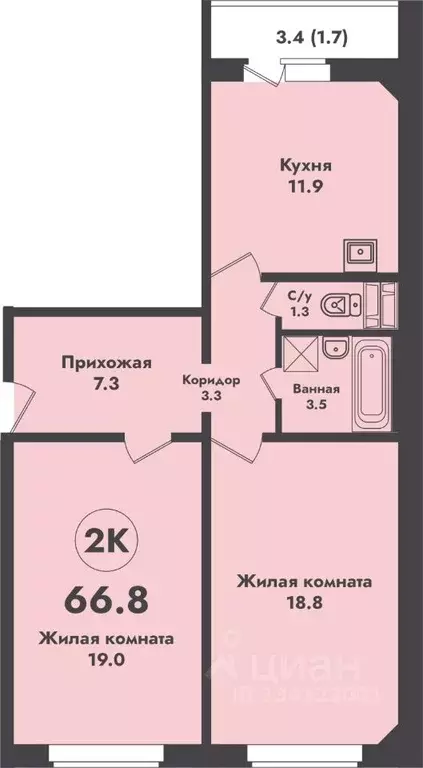 3-к кв. Новосибирская область, Новосибирск ул. Объединения, 4 (66.8 м) - Фото 0