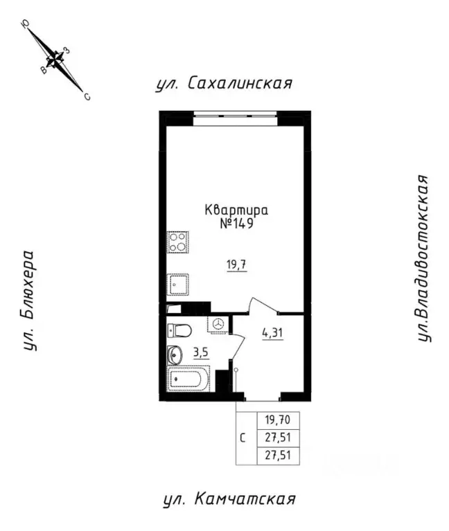 Студия Свердловская область, Екатеринбург ул. Кронштадтская (27.51 м) - Фото 0