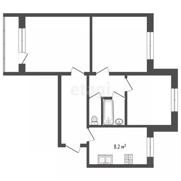 3-к кв. Белгородская область, Белгород ул. Королева, 16 (58.4 м) - Фото 2
