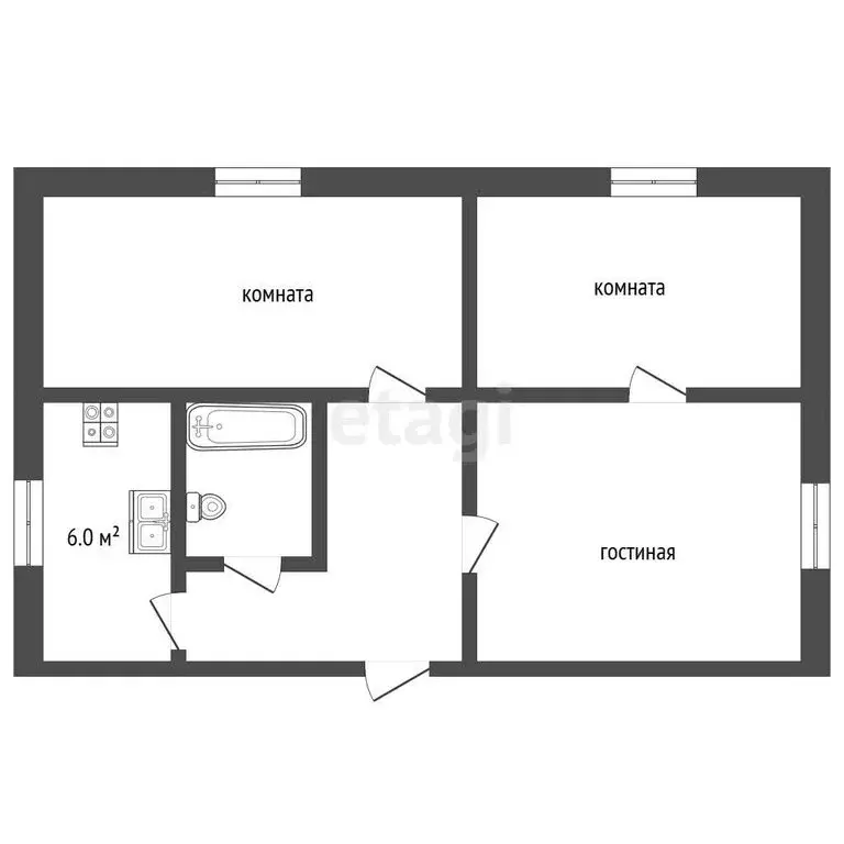 3-комнатная квартира: посёлок Тимирязевский, улица Тимирязева, 8 (53.4 ... - Фото 1
