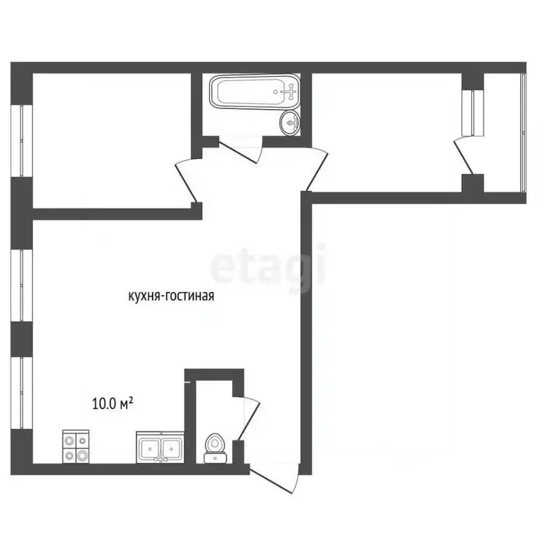 2-к кв. Тюменская область, Тюмень ул. Республики, 164 (55.3 м) - Фото 2