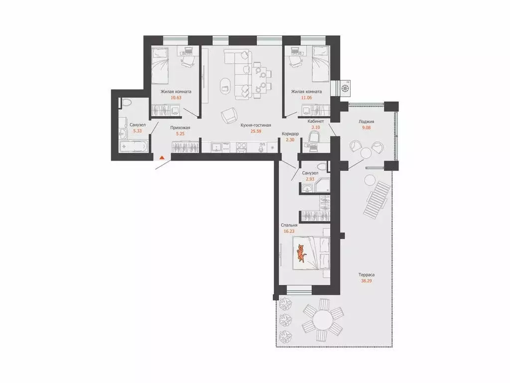 3-комнатная квартира: Волгоград, ЖК Центропарк (98 м) - Фото 1