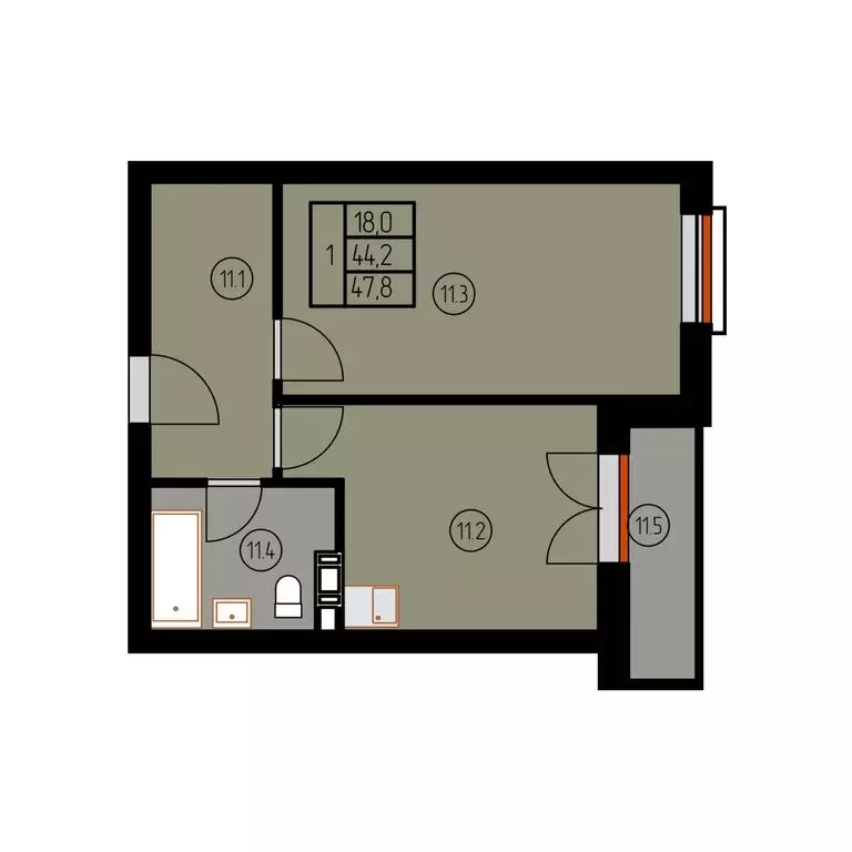 1-комнатная квартира: Лесное, КА Отрада Resort (47.8 м) - Фото 1