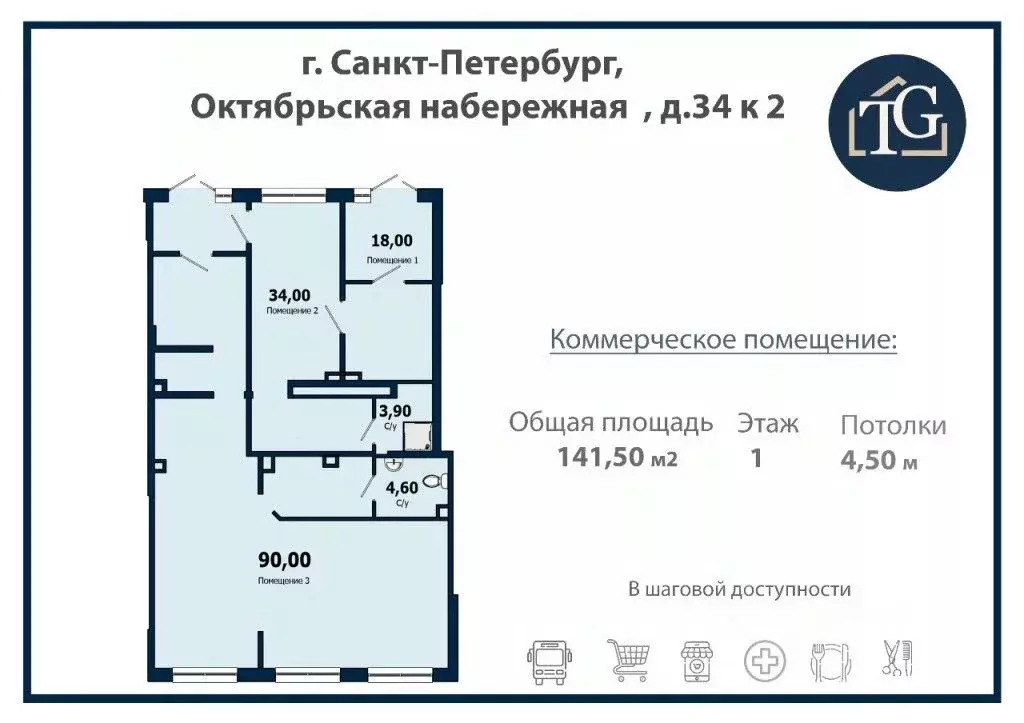 Помещение свободного назначения в Санкт-Петербург Октябрьская наб., ... - Фото 1