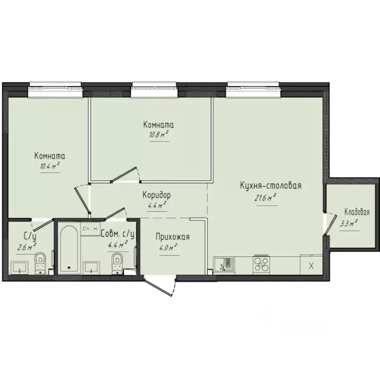 2-к кв. Удмуртия, Завьяловский район, с. Первомайский ул. Строителя ... - Фото 1