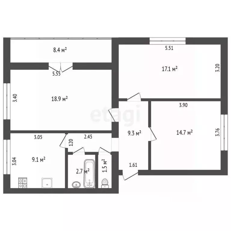 3-к кв. Крым, Саки ш. Михайловское (73.3 м) - Фото 1