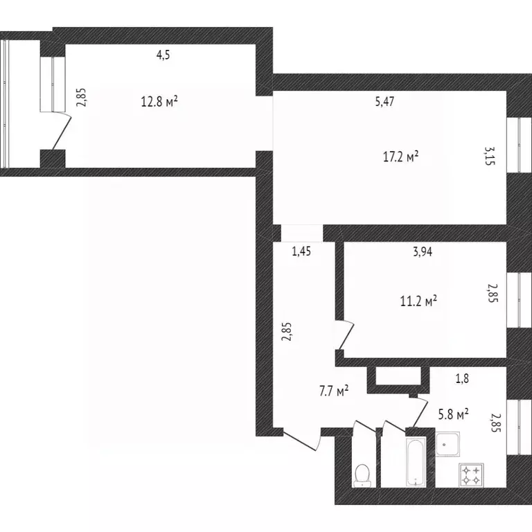 3-к кв. Ямало-Ненецкий АО, Новый Уренгой просп. Губкина, 11 (57.7 м) - Фото 1