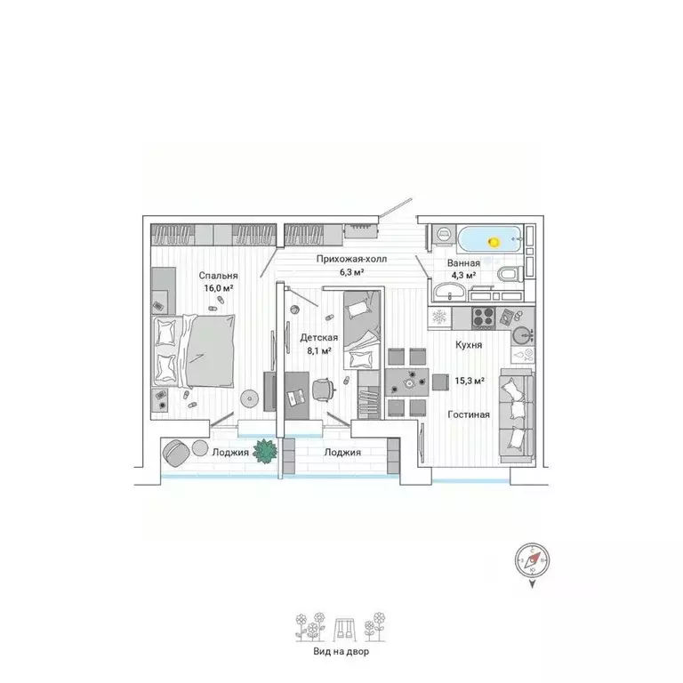 3-к кв. Приморский край, Владивосток ул. Нейбута (53.0 м) - Фото 1