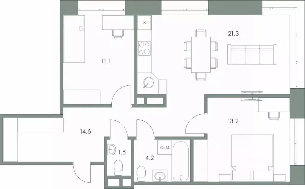 2-к кв. Ханты-Мансийский АО, Ханты-Мансийск Красноармейская ул., 45 ... - Фото 0