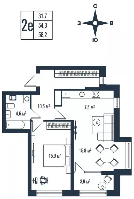 2-комнатная квартира: Владивосток, улица Тухачевского, 33к2 (58.2 м) - Фото 1