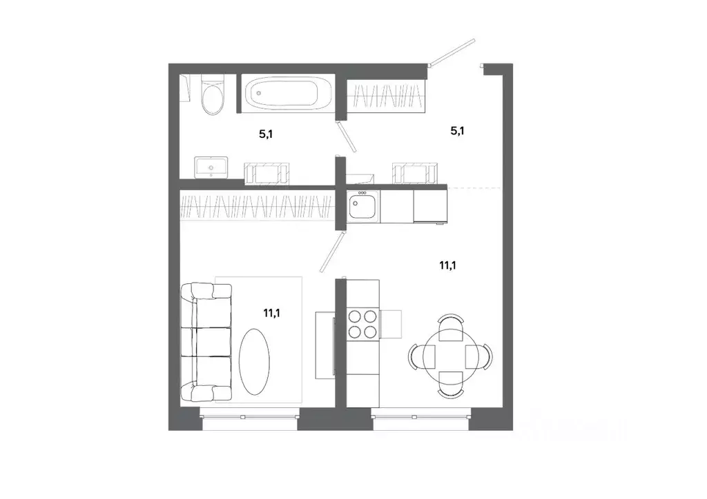 1-к кв. Ханты-Мансийский АО, Сургут 30А мкр,  (32.4 м) - Фото 0
