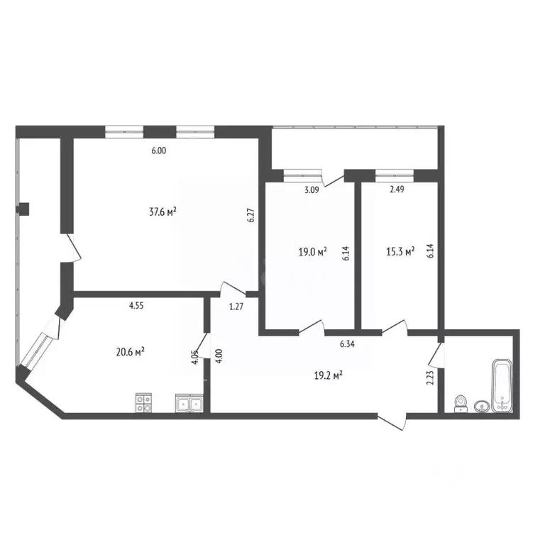 3-к кв. Тюменская область, Тюмень ул. Малыгина, 56 (118.0 м) - Фото 2