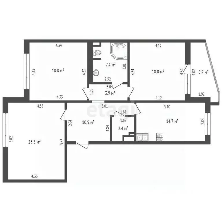 3-к кв. Костромская область, Кострома Советская ул., 97 (107.0 м) - Фото 1