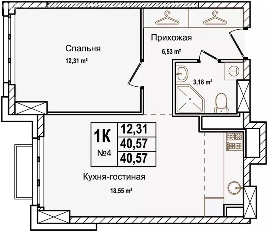 1-комнатная квартира: Нижний Новгород, улица Красных Зорь, 23Д (40.57 ... - Фото 0