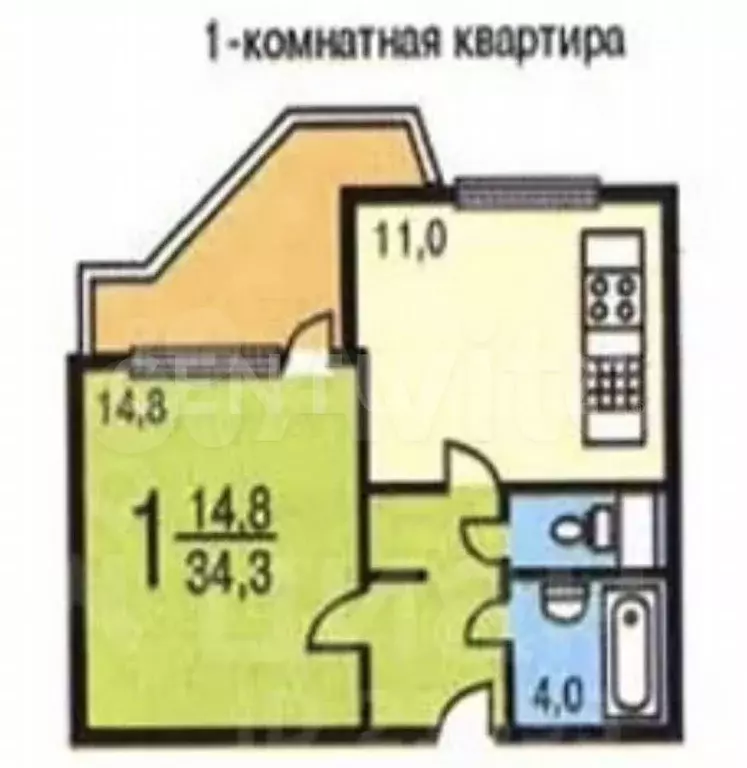 1-к. квартира, 37 м, 8/12 эт. - Фото 0