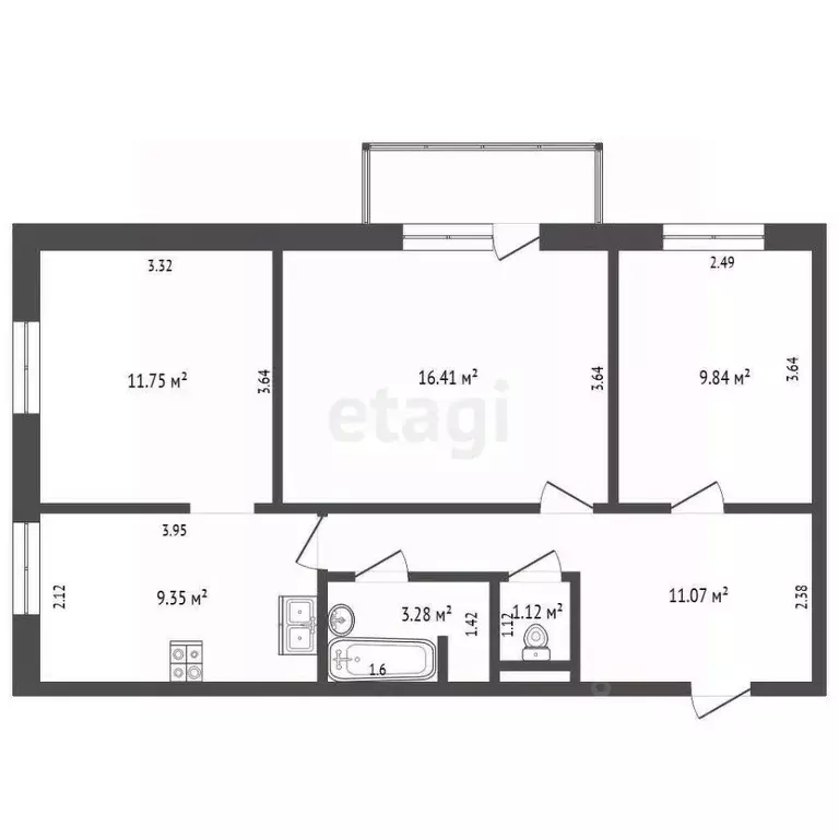 3-к кв. Белгородская область, Белгород ул. Губкина, 26 (64.0 м) - Фото 1