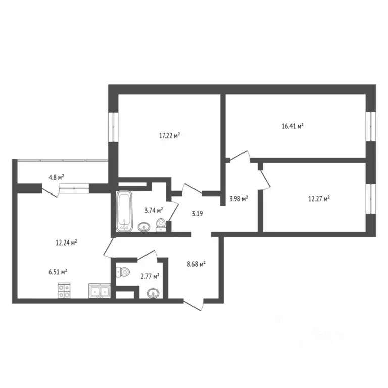 3-к кв. Тюменская область, Тюмень ул. Алматинская, 5 (87.3 м) - Фото 2