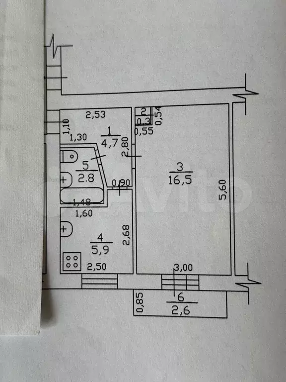 1-к. квартира, 30,1 м, 3/5 эт. - Фото 0