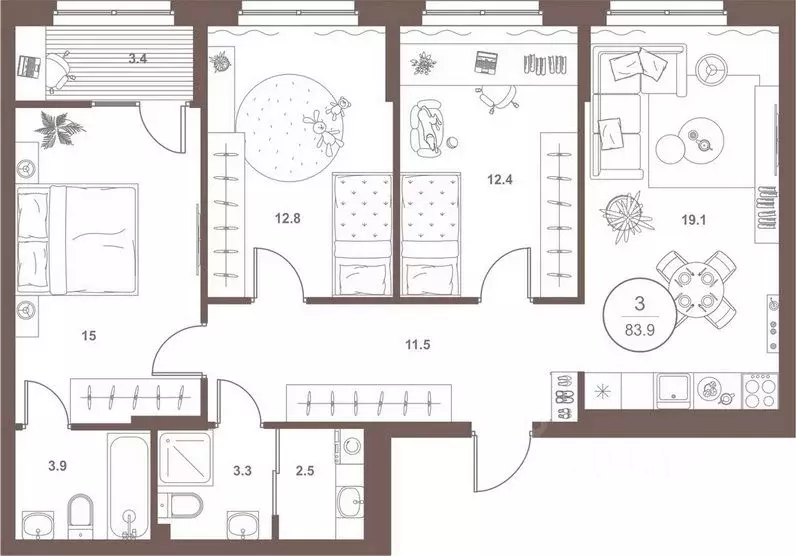 3-к кв. Пензенская область, Пенза Арбеково жилрайон, Дальнее Арбеково ... - Фото 2