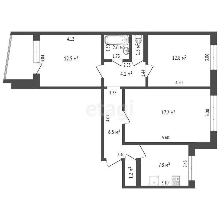 3-комнатная квартира: Оренбург, улица Терешковой, 251 (67 м) - Фото 1