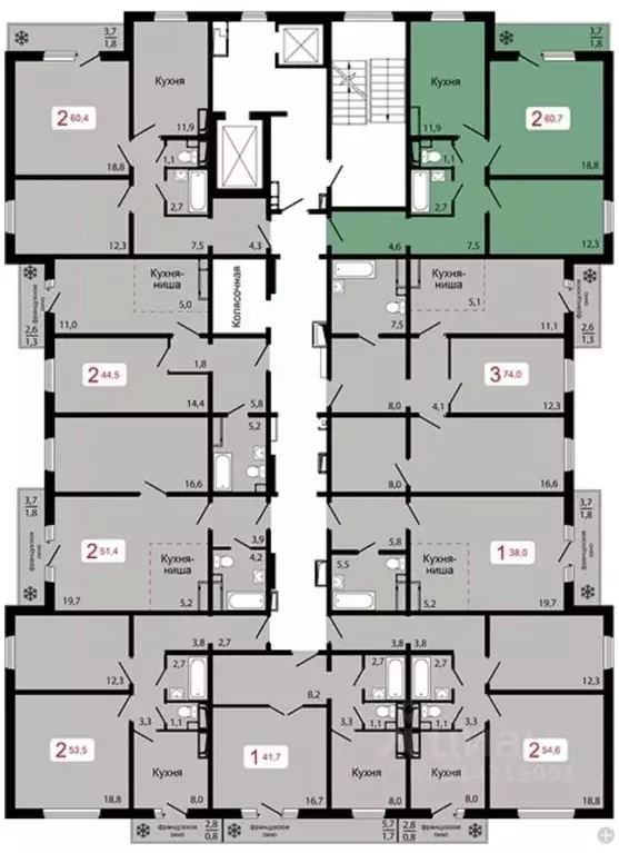 2-к кв. Красноярский край, Красноярск ул. Калинина (60.7 м) - Фото 1
