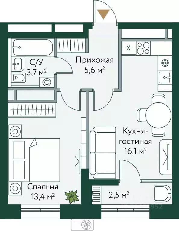 1-к кв. Волгоградская область, Волгоград Новосибирская ул., 74с1 ... - Фото 0