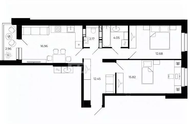 2-к кв. Липецкая область, Липецк просп. Победы (65.26 м) - Фото 2