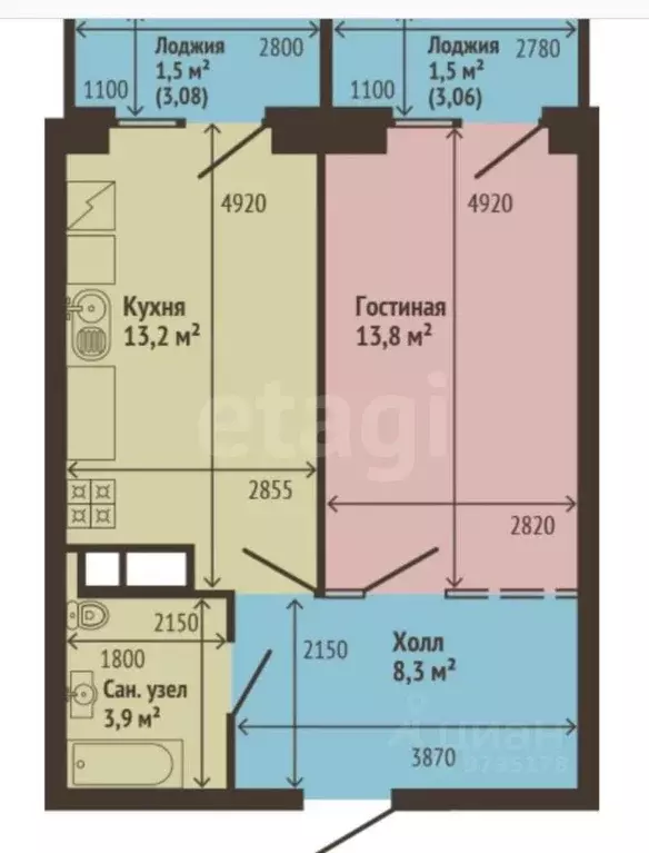 1-к кв. Татарстан, Казань ул. Туганлык, 5А (39.0 м) - Фото 2
