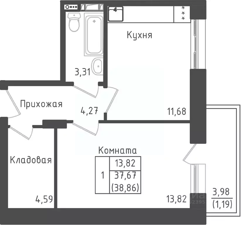 1-к кв. Московская область, Дмитровский муниципальный округ, д. Рыбаки ... - Фото 1