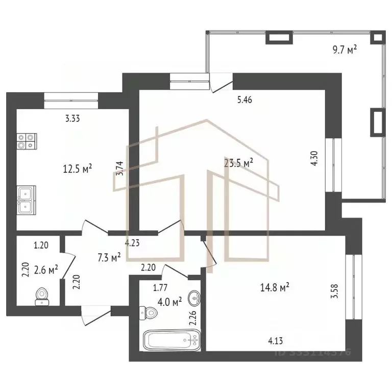 2-к кв. Тюменская область, Тюмень ул. Мельникайте, 138 (64.7 м) - Фото 2
