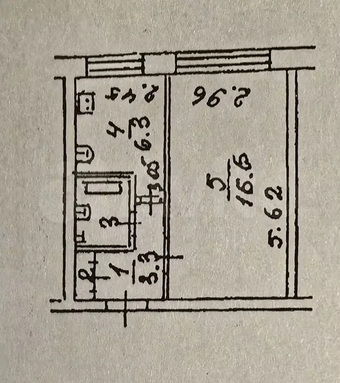 1-к. квартира, 29,5 м, 1/5 эт. - Фото 0