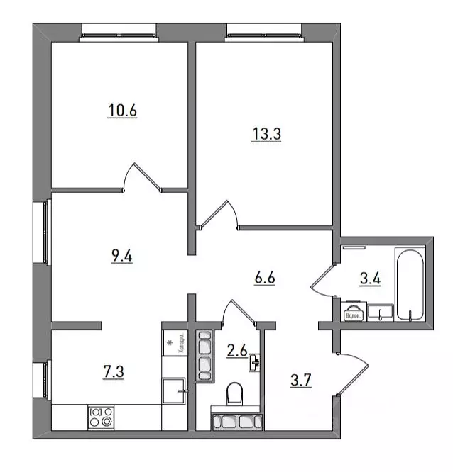 3-к кв. Кировская область, Киров ул. Чистопрудненская, 13А (56.9 м) - Фото 2